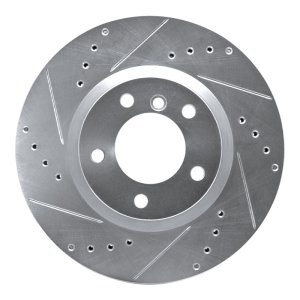 BMW Z3 Brake Rotor (1) - Right Front - R1 Concepts - Drilled & Slotted - Silver - `95-`02